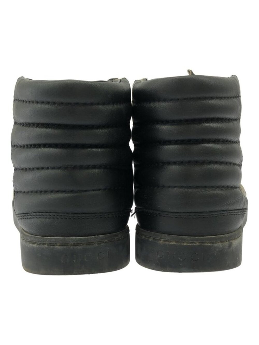 Gucci GG Supreme High Cut Sneakers Black Beige 6 1 2 - Picture 3 of 6